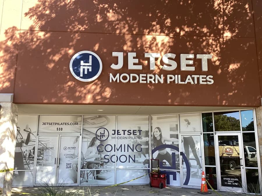 Jetset Modern Pilates storefront under construction