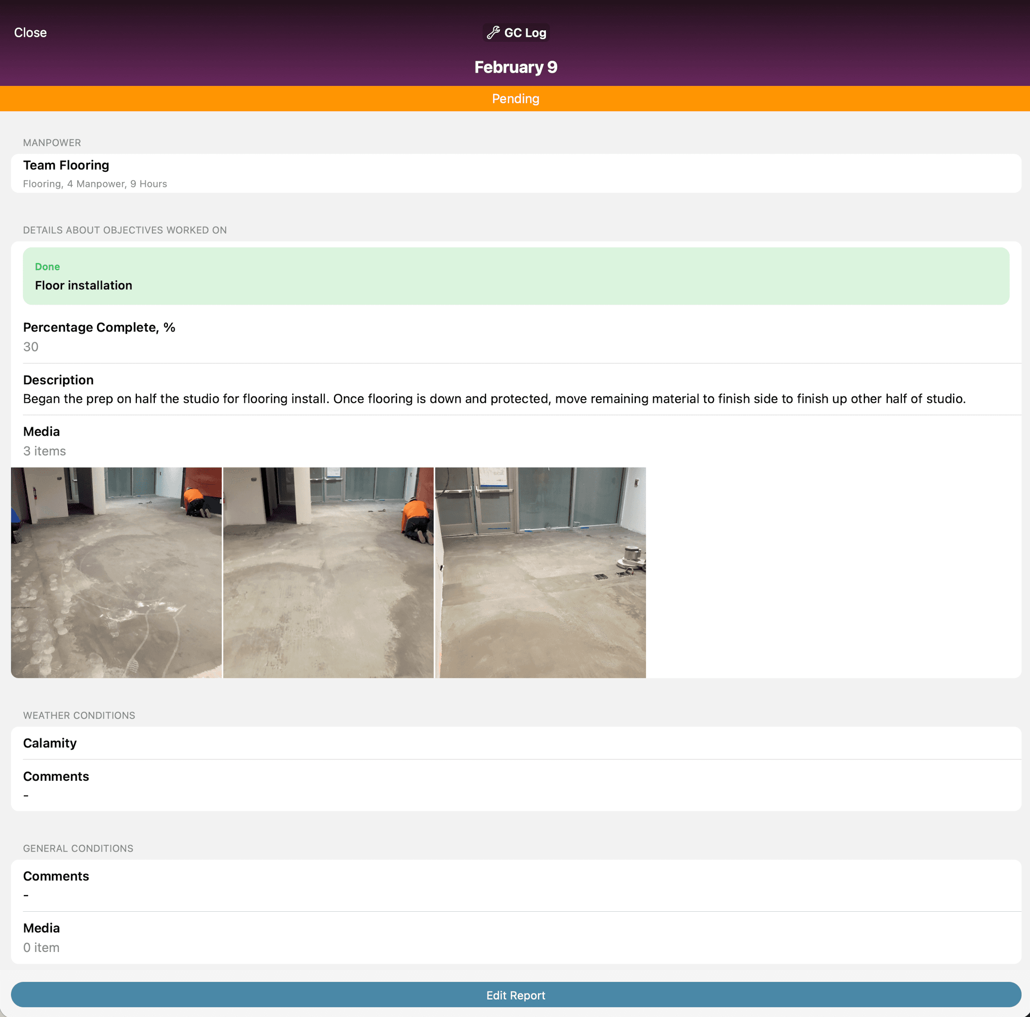 Field Reporting screenshot